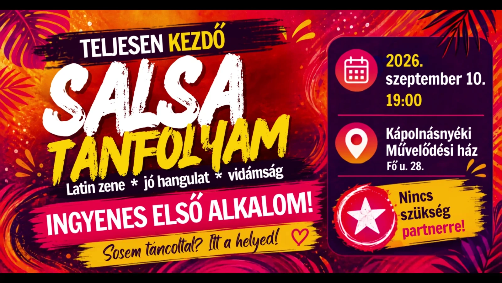 Curso de salsa cubana para principiantes absolutos I Kápolnásnyék I Primera clase gratis